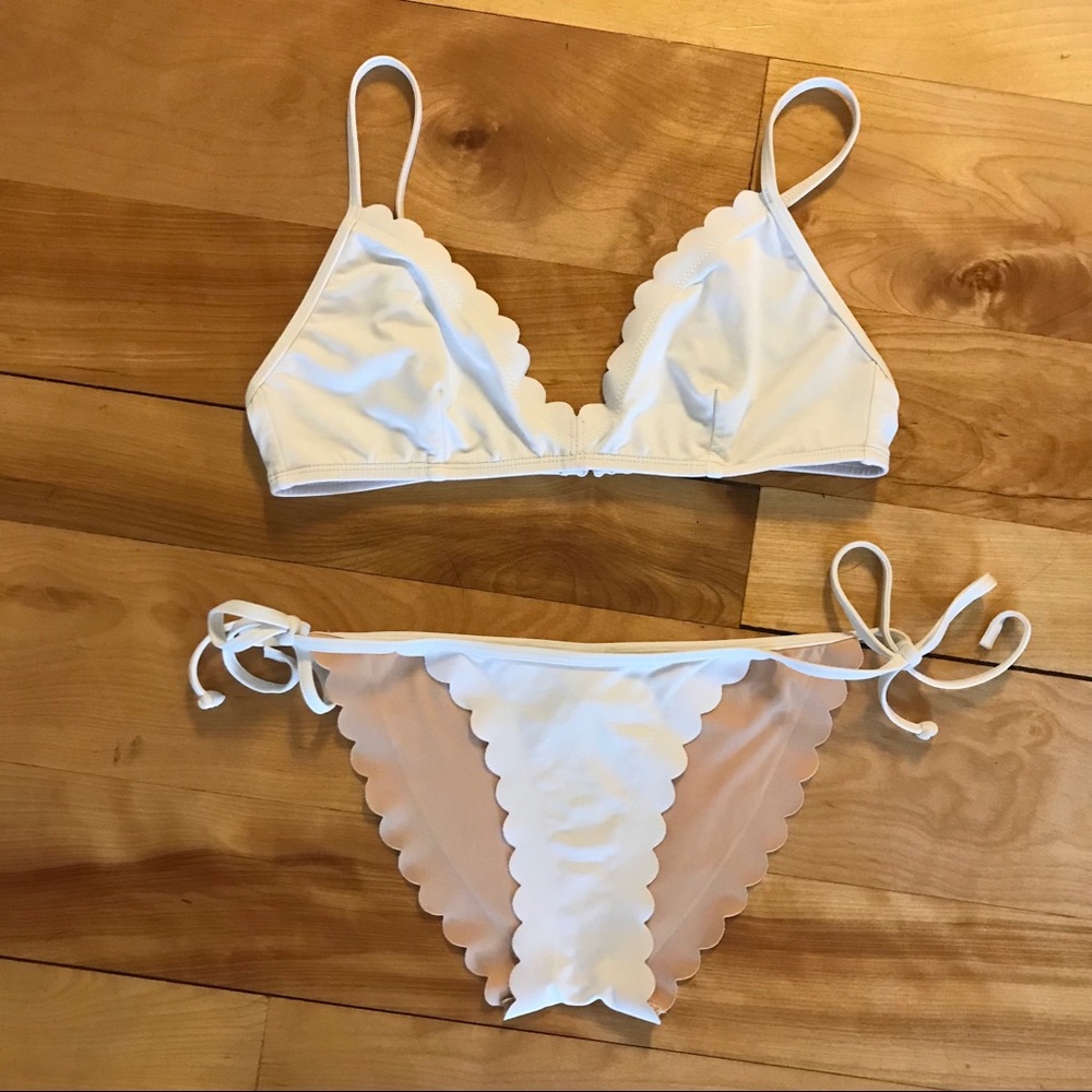 White Bikini with Scalloped Edge